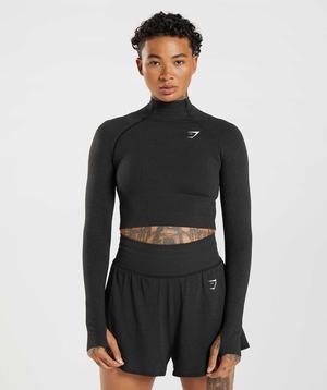 Najfatalniejszy Damskie Gymshark Vital Seamless 2.0 High Neck Midi Czarne | WPAV47806