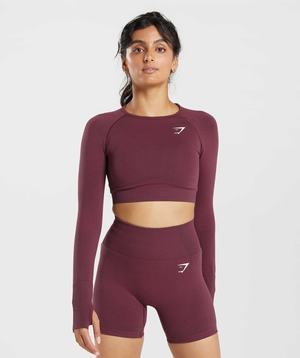 Najfatalniejszy Damskie Gymshark Vital Seamless 2.0 Crop Bordowe | ZWMC47938