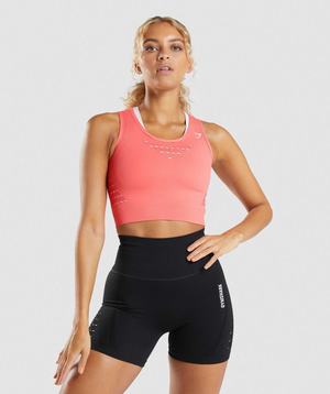 Podkoszulki Damskie Gymshark Energy Seamless Crop Różowe | FMQG80493