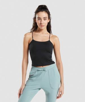 Podkoszulki Damskie Gymshark Pause Cami Czarne | QLYX65197