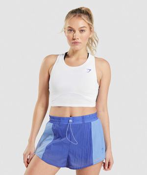 Podkoszulki Damskie Gymshark Pulse Crop Białe | EBNP67801