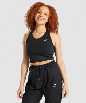 Podkoszulki Damskie Gymshark Pulse Crop Czarne | IGWL70142