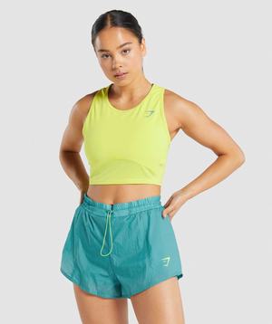 Podkoszulki Damskie Gymshark Pulse Crop Żółte | VYIN67210