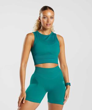 Podkoszulki Damskie Gymshark Sweat Seamless Midi Turkusowe | SPAL04867