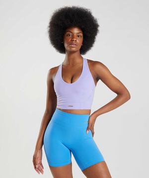 Podkoszulki Damskie Gymshark Whitney Crop Fioletowe | JIUG49715