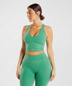 Podkoszulki Damskie Gymshark Whitney Crop Zielone | RZUG52107