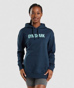 Pulowery Damskie Gymshark Apollo Oversized Granatowe | PNVG89410