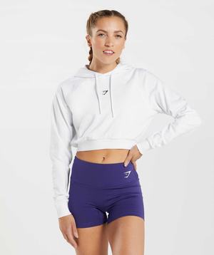 Pulowery Damskie Gymshark Treningowe Cropped Białe | DQUT30478