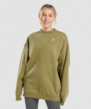 Pulowery Damskie Gymshark Treningowe Oversized Sweatshirt Zielone | PXLS76183