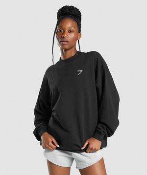 Pulowery Damskie Gymshark Treningowe Oversized Sweatshirt Czarne | RHPS25318