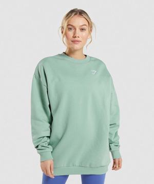 Pulowery Damskie Gymshark Treningowe Oversized Sweatshirt Niebieskie | WJBR74361