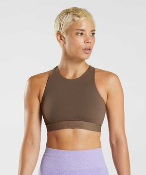 Staniki Sportowe Damskie Gymshark 315 Performance High Neck Brązowe Brązowe | CQAZ81792