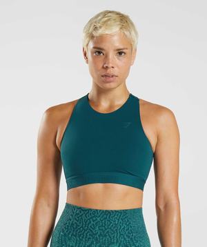 Staniki Sportowe Damskie Gymshark 315 Performance High Neck Turkusowe Niebieskie | KWUB39274