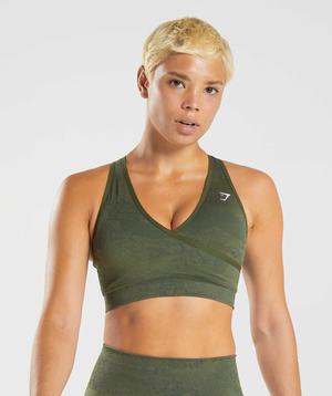 Staniki Sportowe Damskie Gymshark Adapt Camo Seamless Pomarańczowe Oliwkowe Oliwkowe | KDCL86947