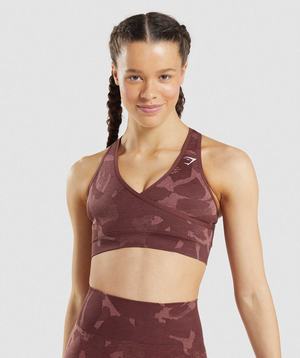 Staniki Sportowe Damskie Gymshark Adapt Camo Seamless Różowe Brązowe | ODBY60517