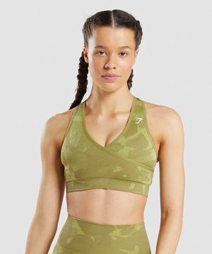 Staniki Sportowe Damskie Gymshark Adapt Camo Seamless Zielone | TQGZ40653