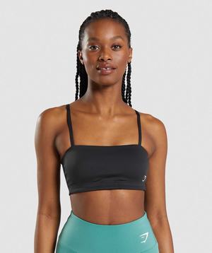 Staniki Sportowe Damskie Gymshark Bandeau Czarne | CAIT65802