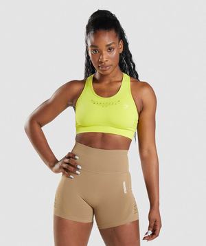 Staniki Sportowe Damskie Gymshark Energy Seamless Żółte | LCGF37186