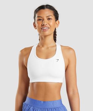 Staniki Sportowe Damskie Gymshark Essential Racer Back Białe | VHOZ09728