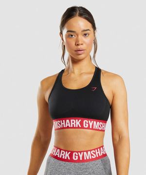 Staniki Sportowe Damskie Gymshark Flex Czarne | XUIJ39207