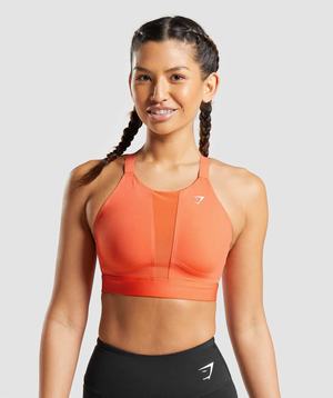 Staniki Sportowe Damskie Gymshark Mesh Neckline 2.0 Pomarańczowe | CORW51287