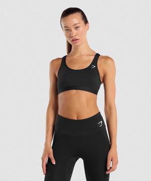 Staniki Sportowe Damskie Gymshark Scoop Neck Czarne | VEGF91578