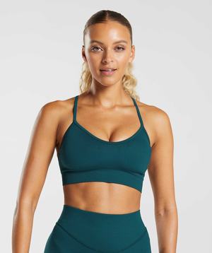 Staniki Sportowe Damskie Gymshark Sweat Seamless Turkusowe | PJDE57240