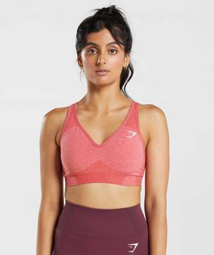 Staniki Sportowe Damskie Gymshark Vital Seamless 2.0 V Neck Czerwone | AFSM40185