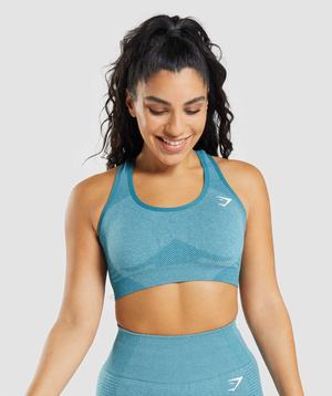 Staniki Sportowe Damskie Gymshark Vital Seamless 2.0 Turkusowe | GCKY48195