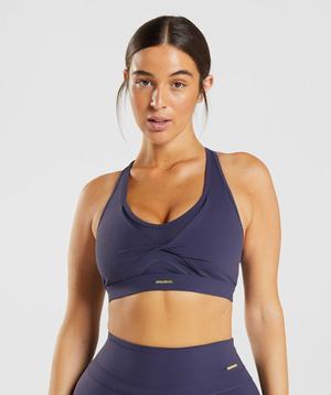 Staniki Sportowe Damskie Gymshark Whitney Mesh Indygo Granatowe | WBMT69841