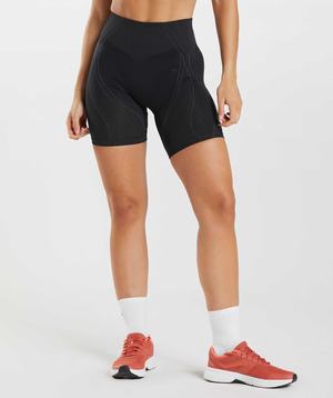 Szorty Damskie Gymshark Apex Seamless Czarne Czarne Szare | QNMW57490