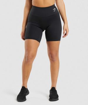 Szorty Damskie Gymshark Treningowe Cycling Czarne | JWOB03197