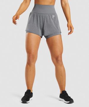 Szorty Damskie Gymshark Vital Seamless 2.0 2-in-1 Szare | FCIM43987