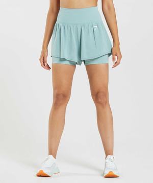 Szorty Damskie Gymshark Vital Seamless 2.0 2-in-1 Niebieskie | UCLX78940