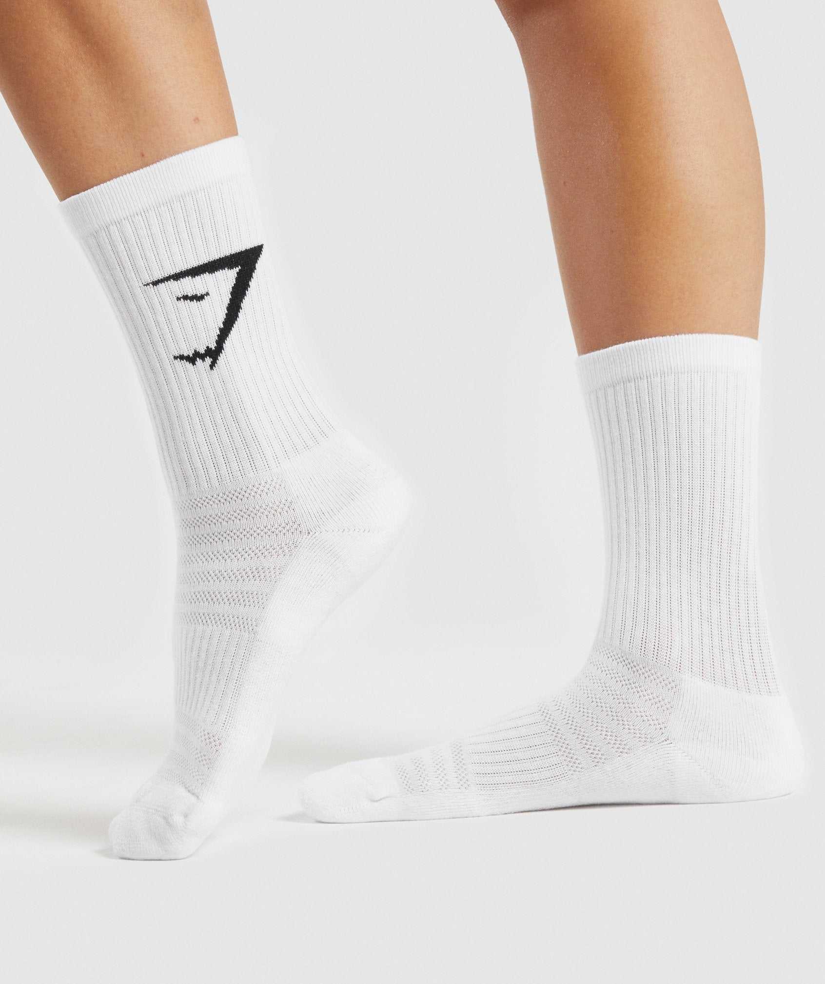 Akcesoria Damskie Gymshark Crew Socks 3pk Białe | HIDP35078