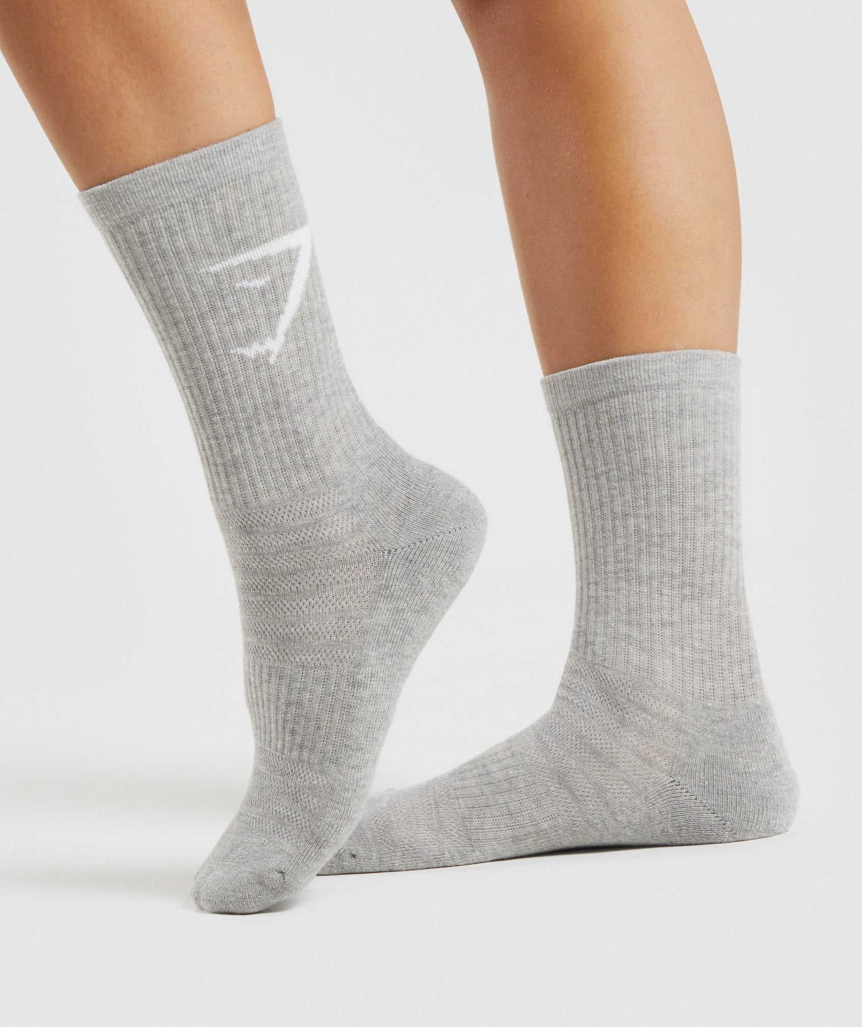 Akcesoria Damskie Gymshark Crew Socks 3pk Białe Głęboka Szare Czarne | HWKY51734