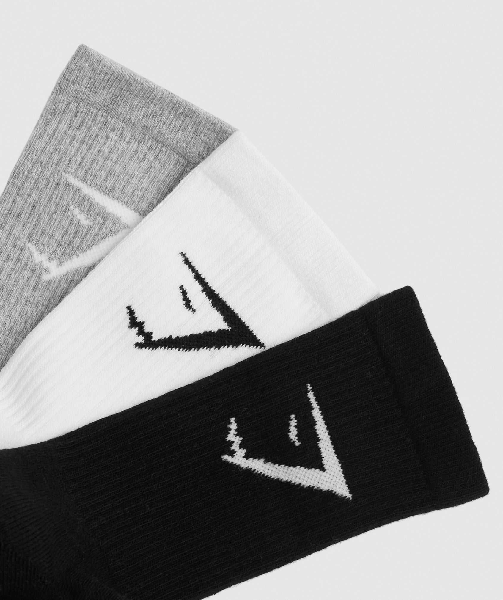 Akcesoria Damskie Gymshark Crew Socks 3pk Białe Głęboka Szare Czarne | HWKY51734