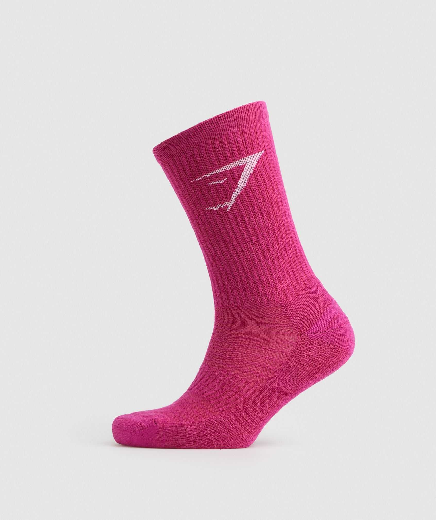 Akcesoria Damskie Gymshark Crew Socks 3pk Różowe Białe Różowe | PNVH58067