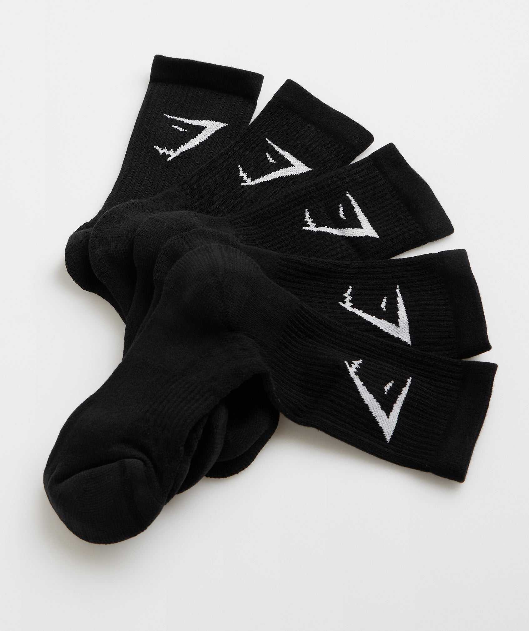 Akcesoria Damskie Gymshark Crew Socks 5pk Czarne | XHAO54207