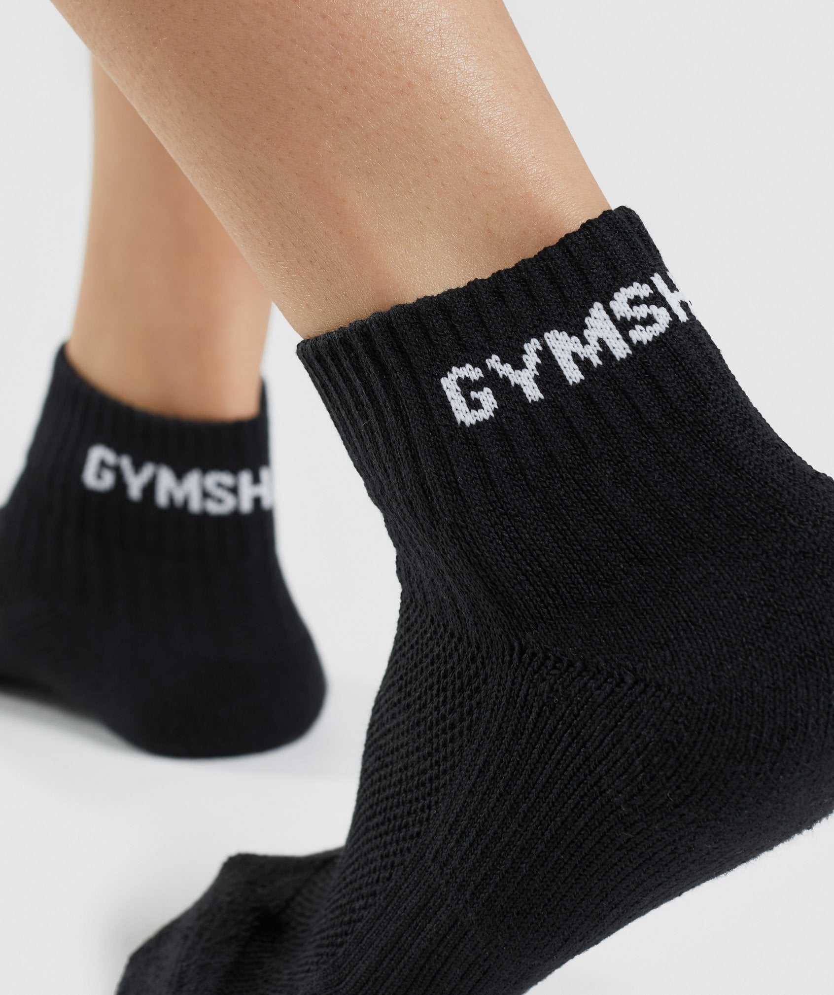 Akcesoria Damskie Gymshark Jacquard Quarter Socks 3pk Czarne | AMVF54321