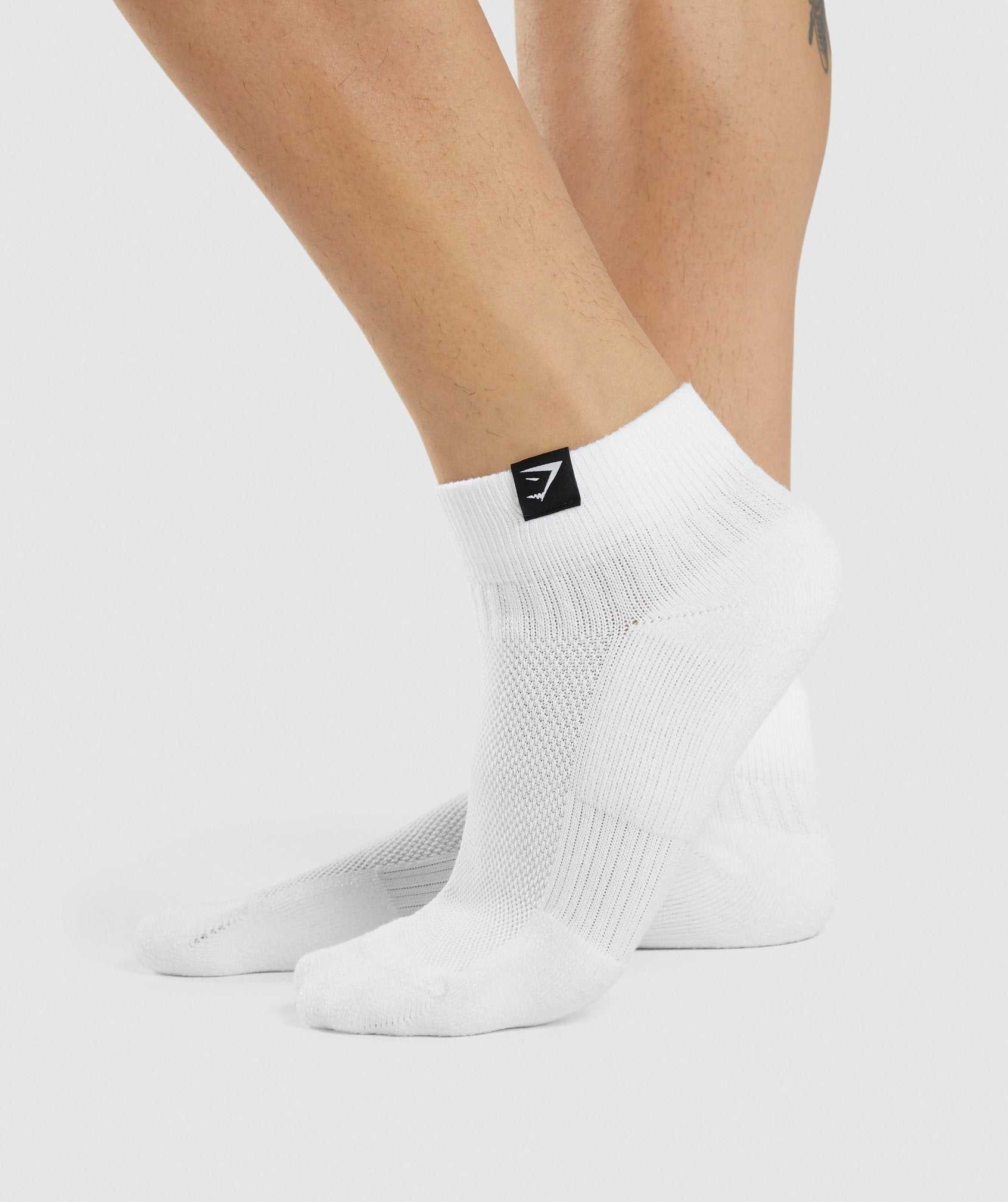 Akcesoria Damskie Gymshark Woven Tab Sneaker Socks 3pk Białe | RMAD92860