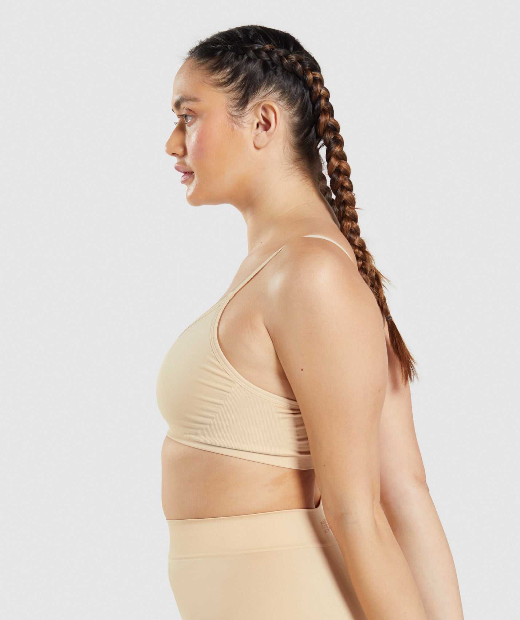 Bielizny Damskie Gymshark Seamless Low Neck Bralette Głęboka Brązowe | EYMV52748