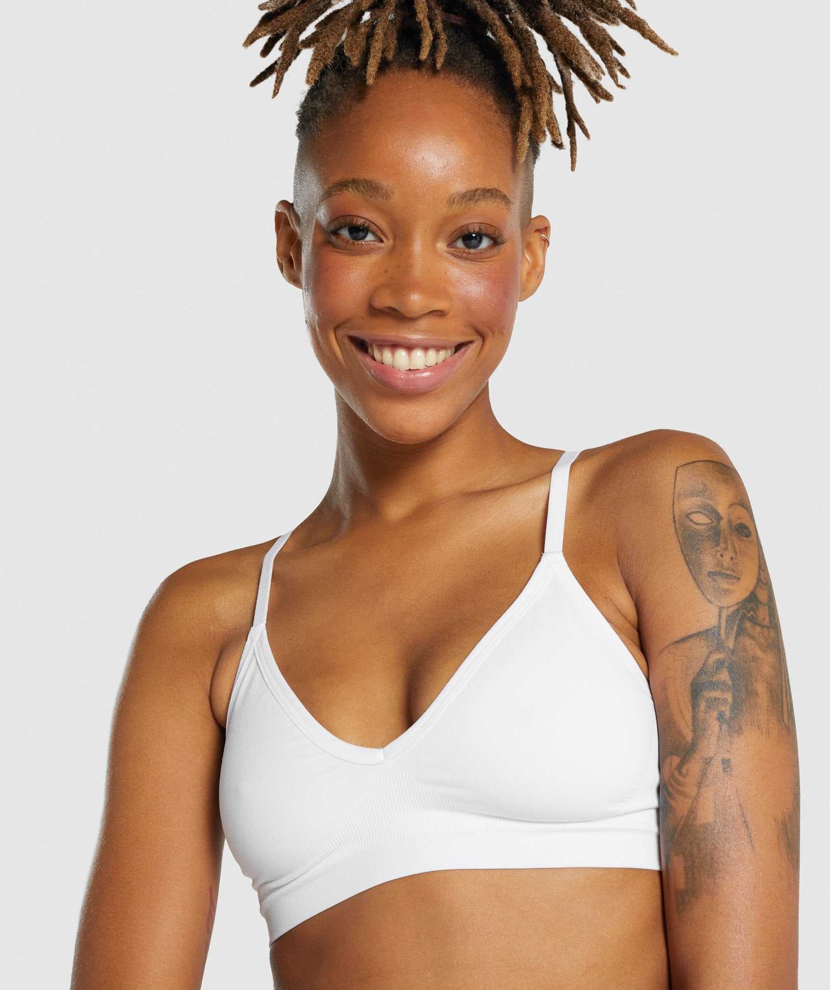 Bielizny Damskie Gymshark Seamless Low Neck Bralette Białe | OCED32478