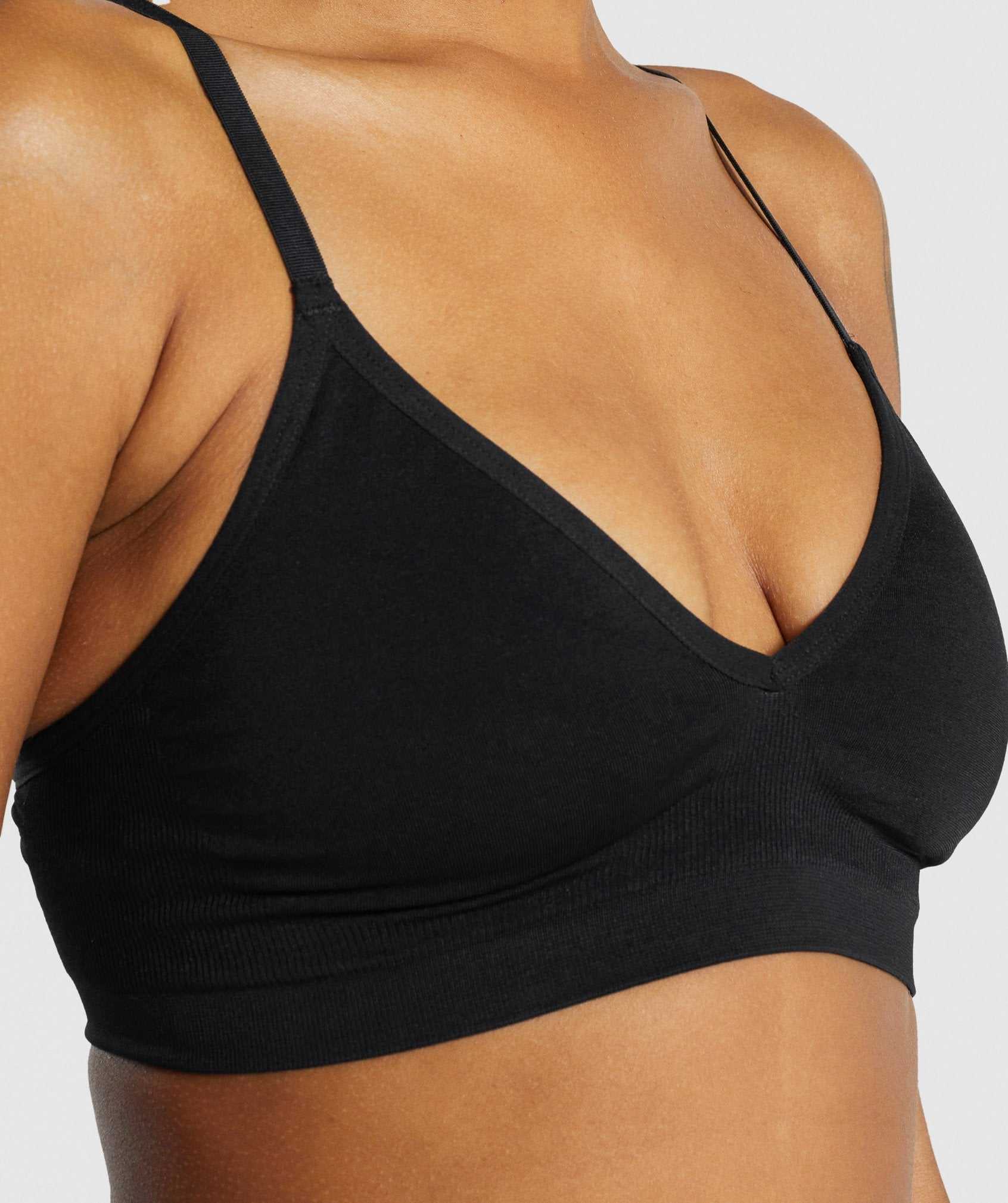 Bielizny Damskie Gymshark Seamless Low Neck Bralette Czarne | ZCXY69147