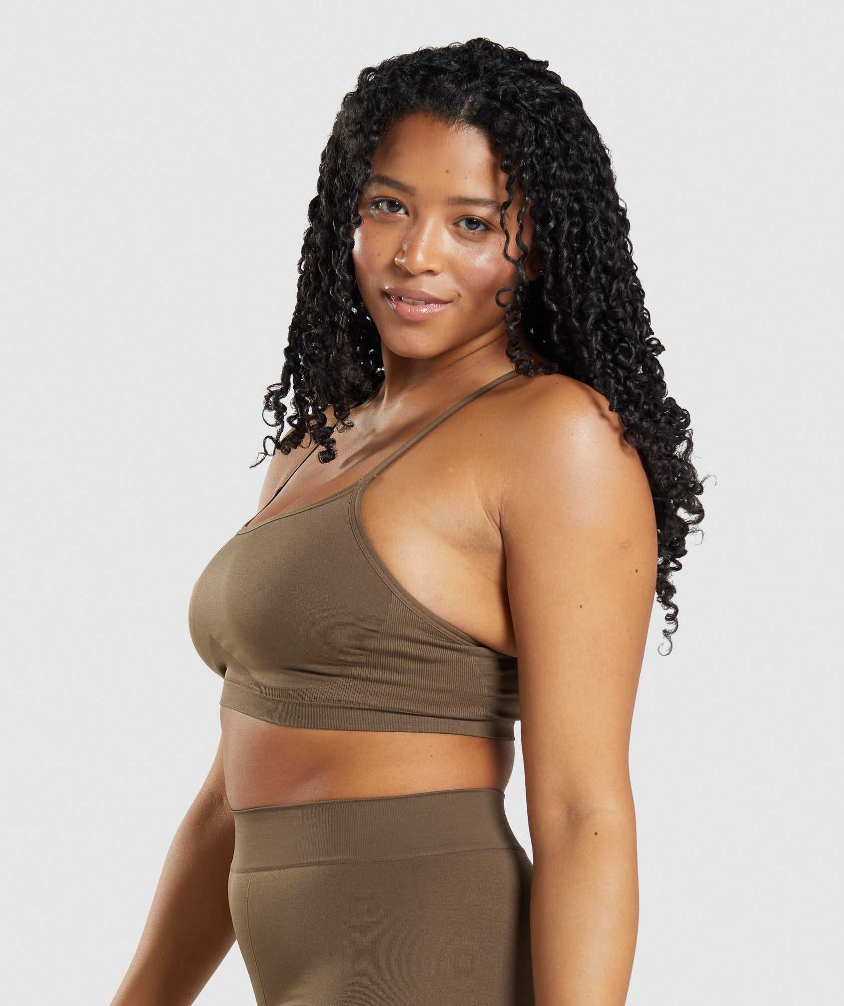 Bielizny Damskie Gymshark Seamless Scoop Neck Bralette Brązowe | BRHX58629