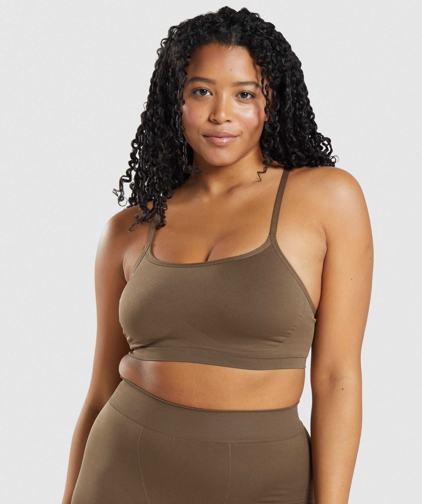 Bielizny Damskie Gymshark Seamless Scoop Neck Bralette Brązowe | BRHX58629