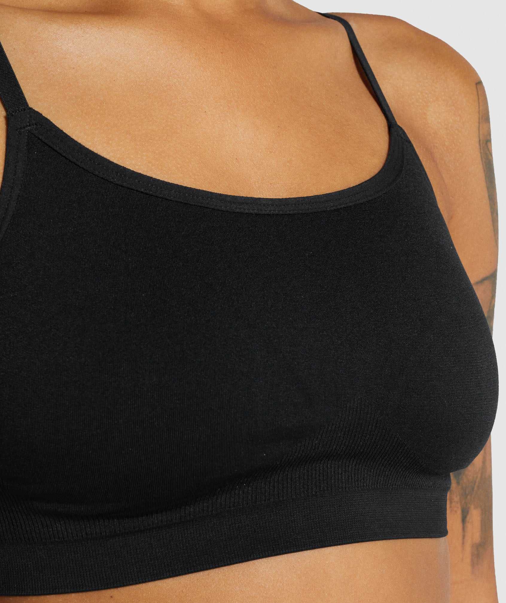 Bielizny Damskie Gymshark Seamless Scoop Neck Bralette- Black Czarne | CAJL50648