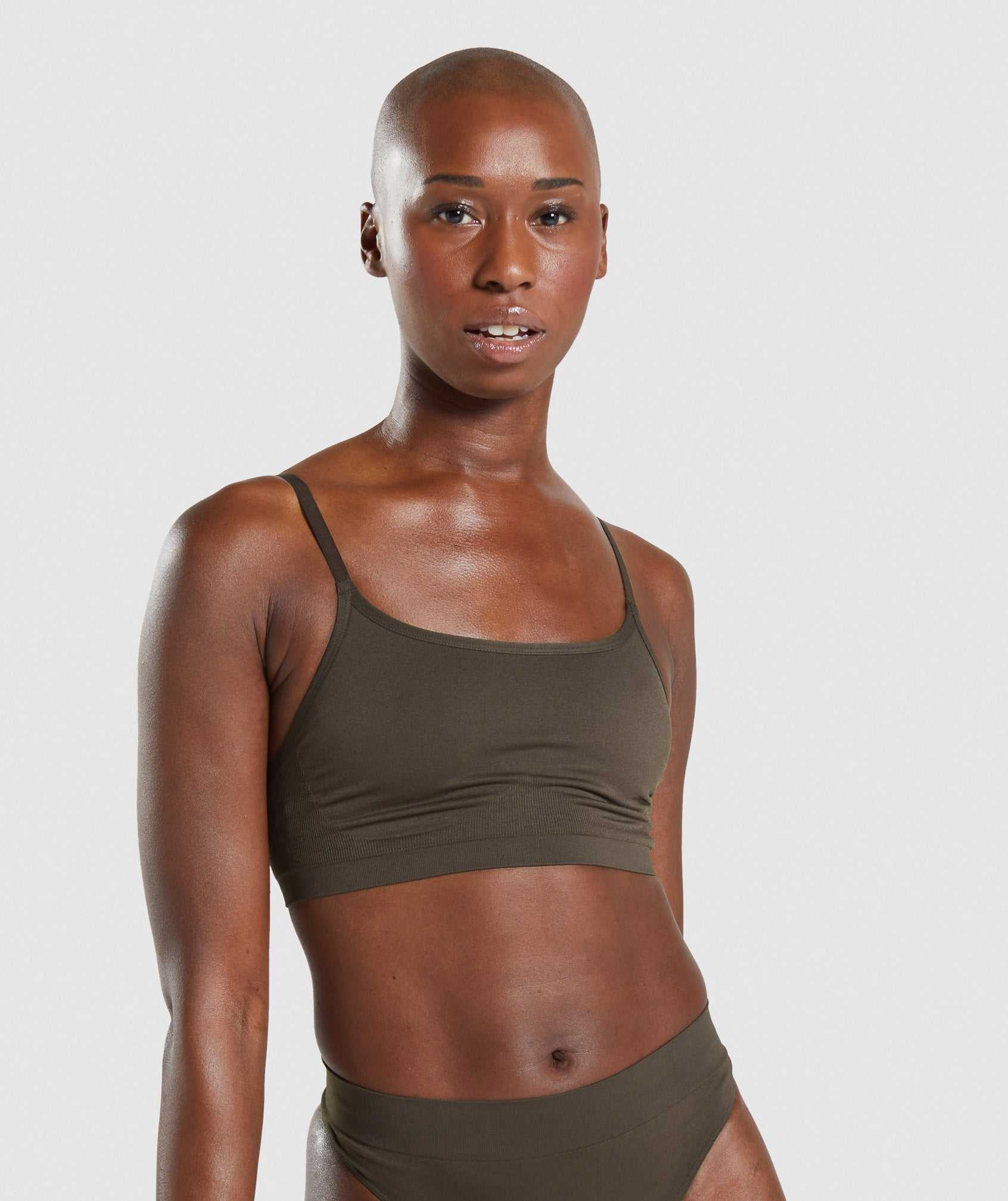 Bielizny Damskie Gymshark Seamless Scoop Neck Bralette Brązowe | VPIF78169