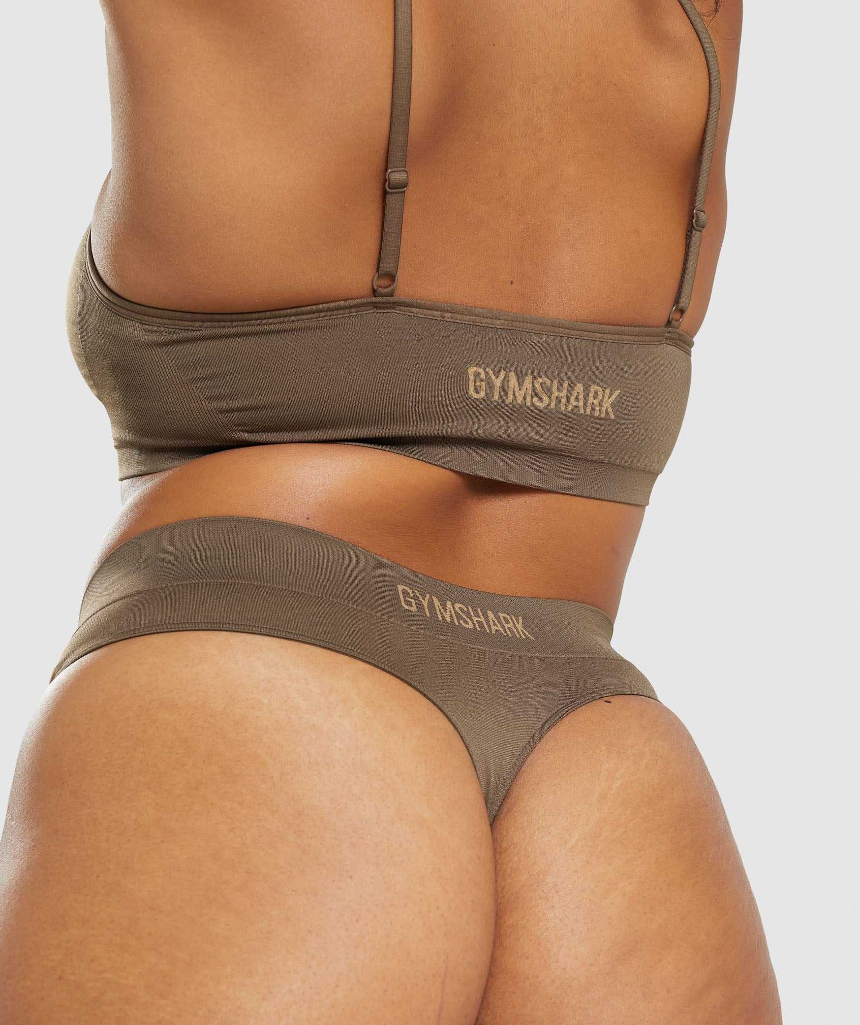 Bielizny Damskie Gymshark Seamless Stringi Brązowe | NAFG16783