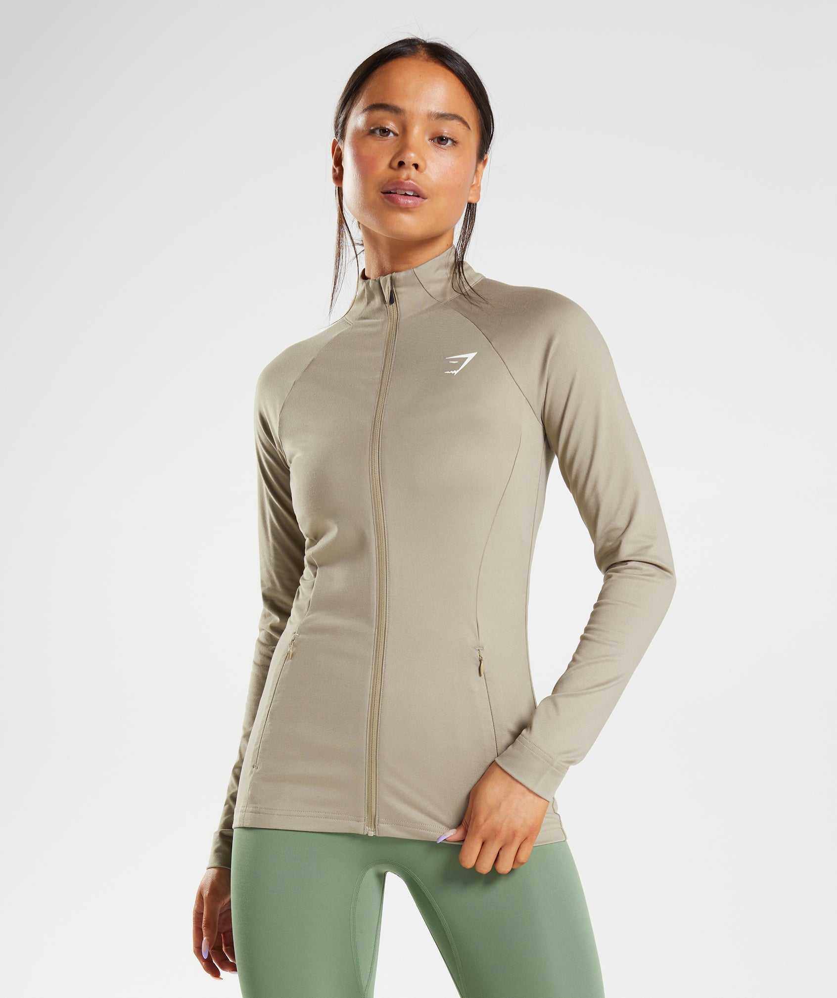 Bluzy Z Kapturem Damskie Gymshark Treningowe Zip Up Brązowe | CSVJ95067